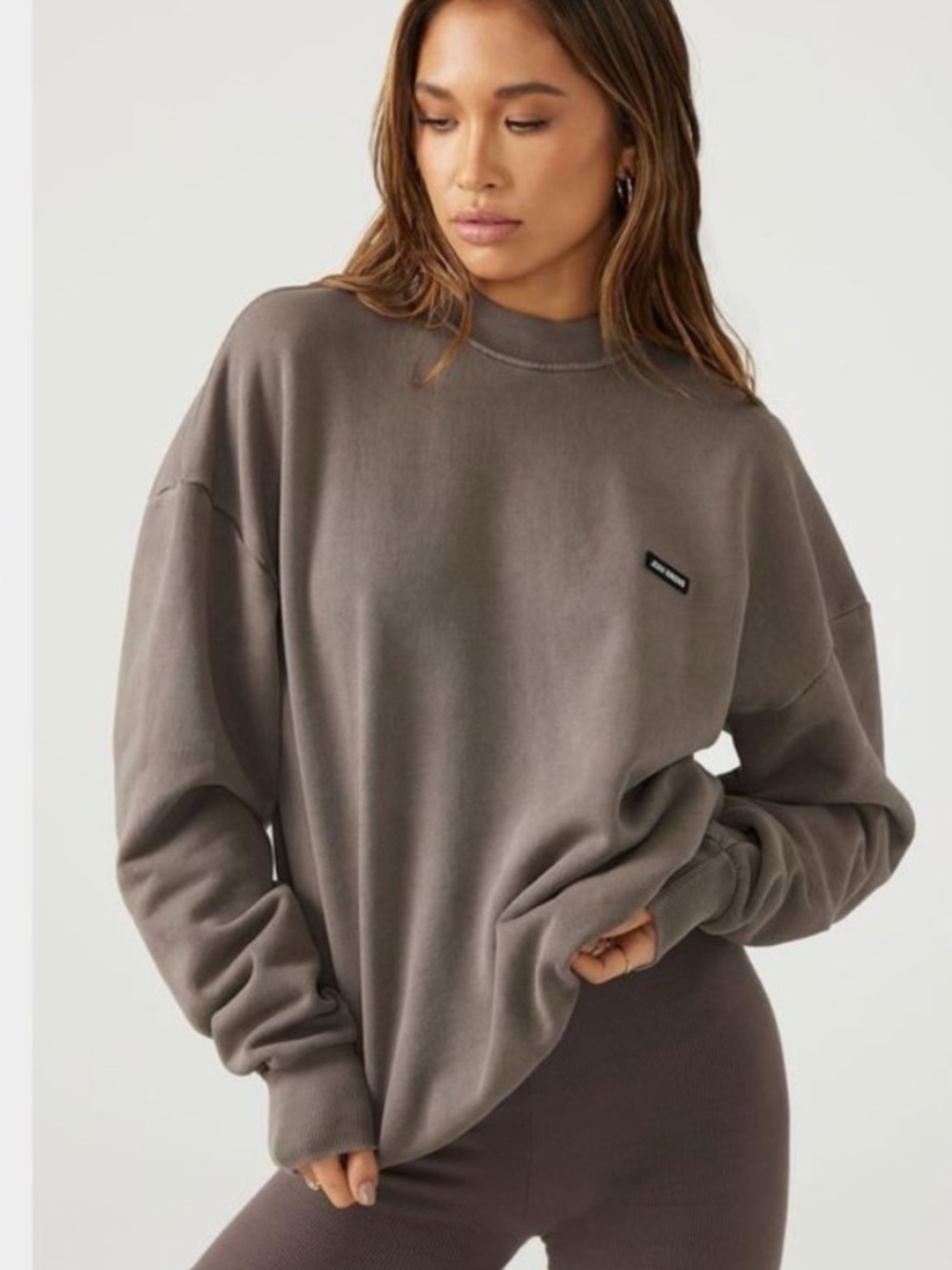 ♡ Joah Brown Classic Logo Crewneck Pullover in Peppercorn French Terry